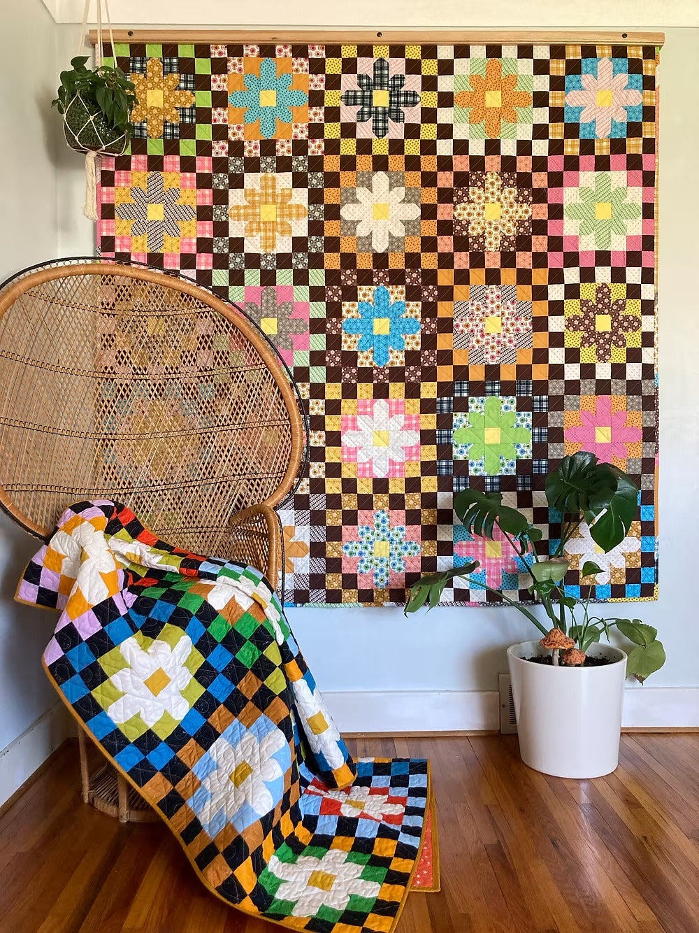 Retro Crochet Quilt Pattern by Maude MacDonald | Fat Quarter Friendly | 5 Sizes
