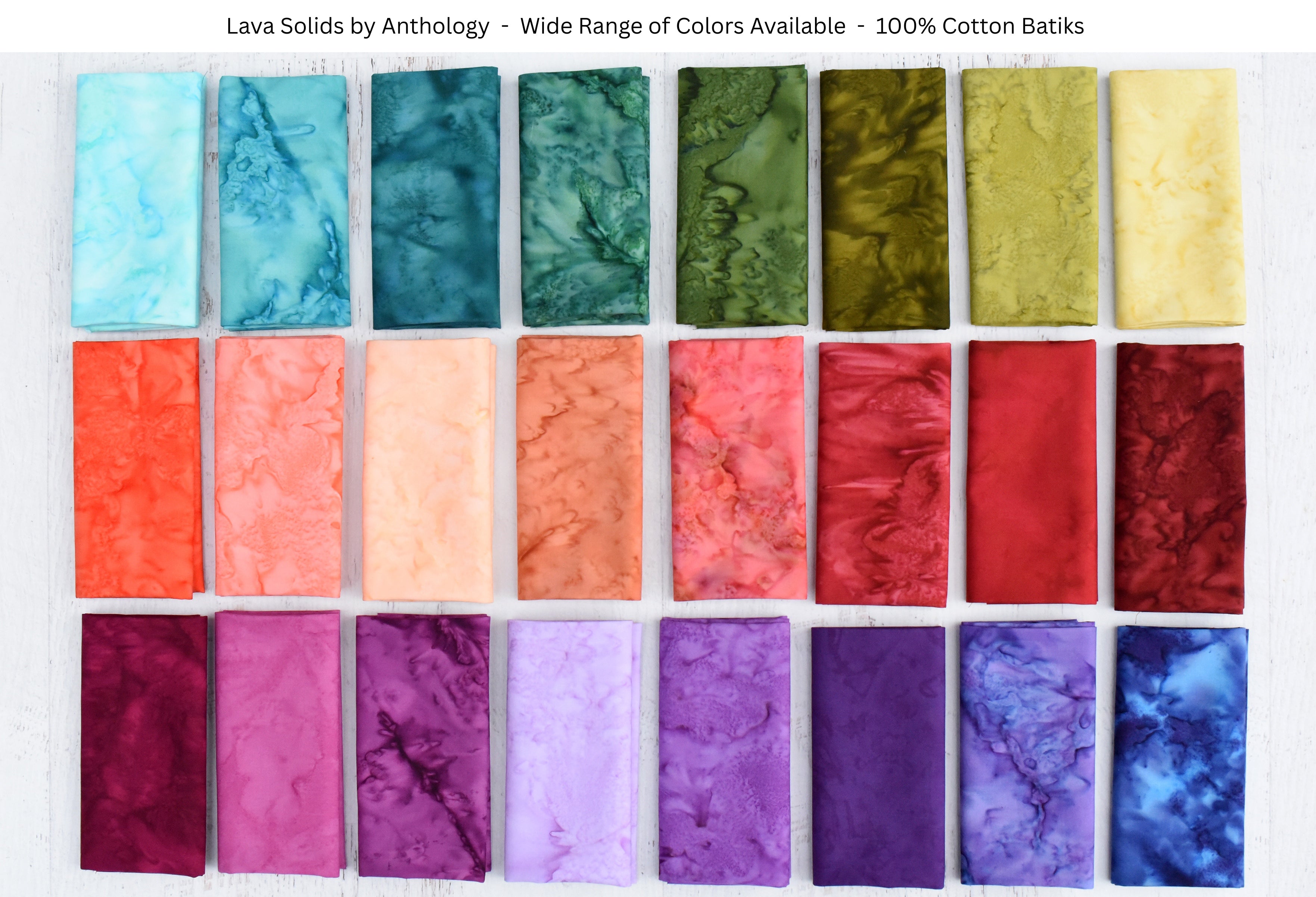 Lava Solids Batik | White (1046) by Anthology Fabrics | 100% Cotton