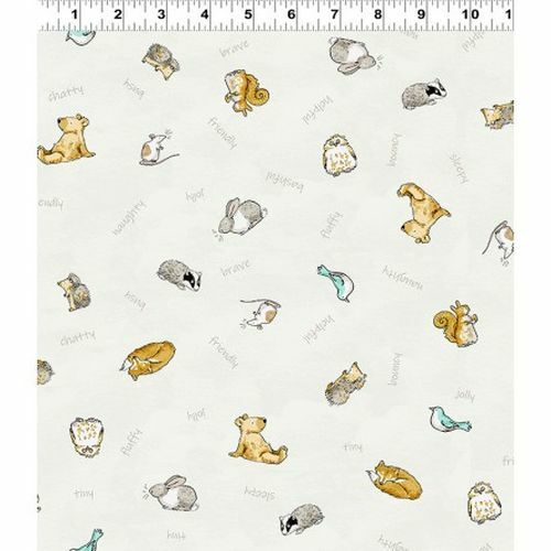 Garden Party | Animal Toss Light Khaki by Anita Jeram for Clothworks | Y2737-11