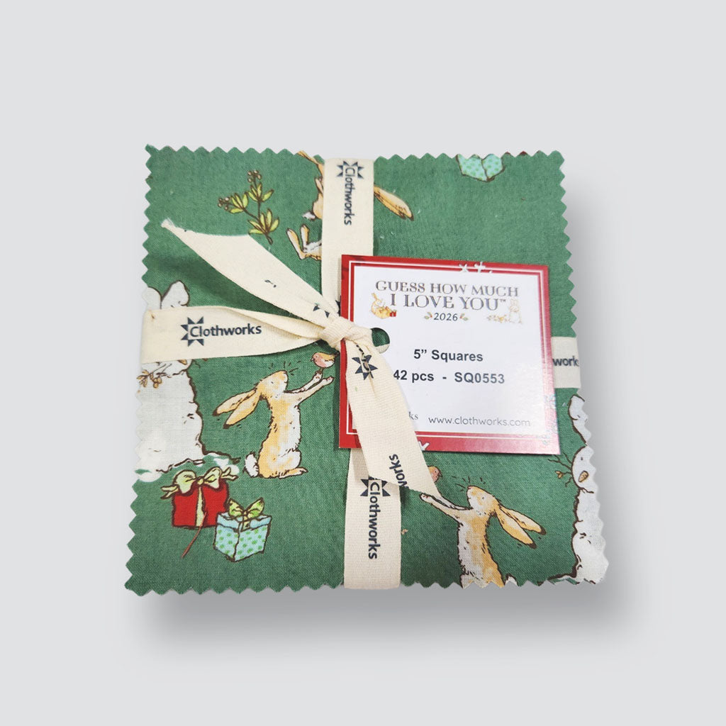 Guess How Much I Love You 2026 | 5" Charm Pack by Anita Jeram for Clothworks | 42 pcs | 100% Cotton