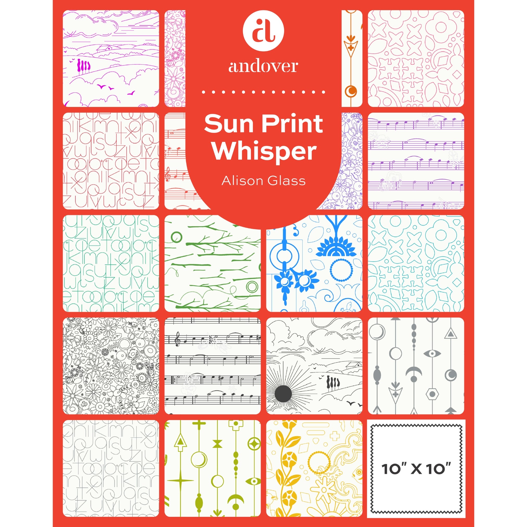 Sun Print Whisper | 10" Square Pack by Alison Glass for Andover Fabrics | 42 pcs