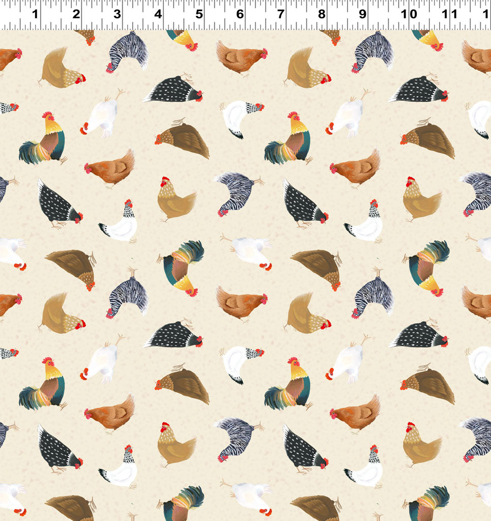 Simple Life | Digital Chickens Light Butter by Sarah Summers for Clothworks | Y4332-58