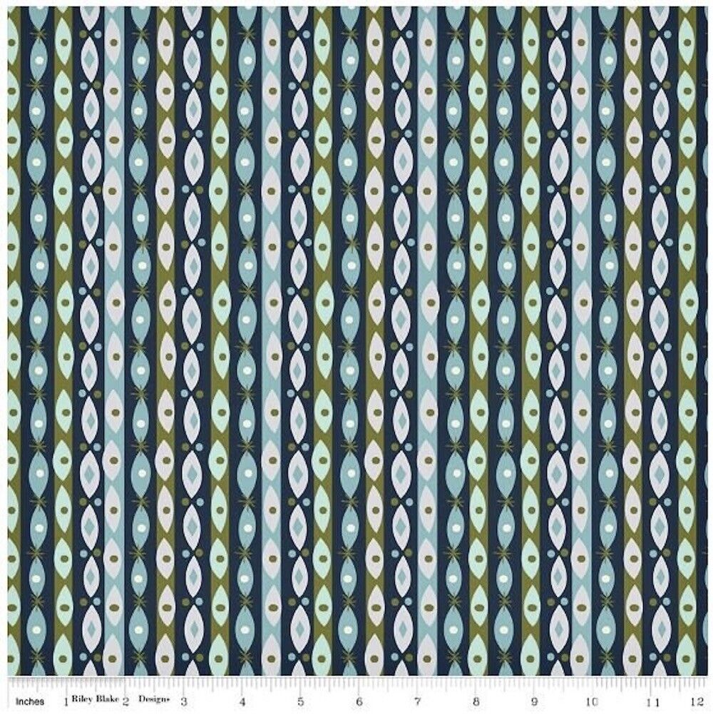 Way Up North by Jill Howarth - Navy North Stripe - holiday fabric (1 yard)