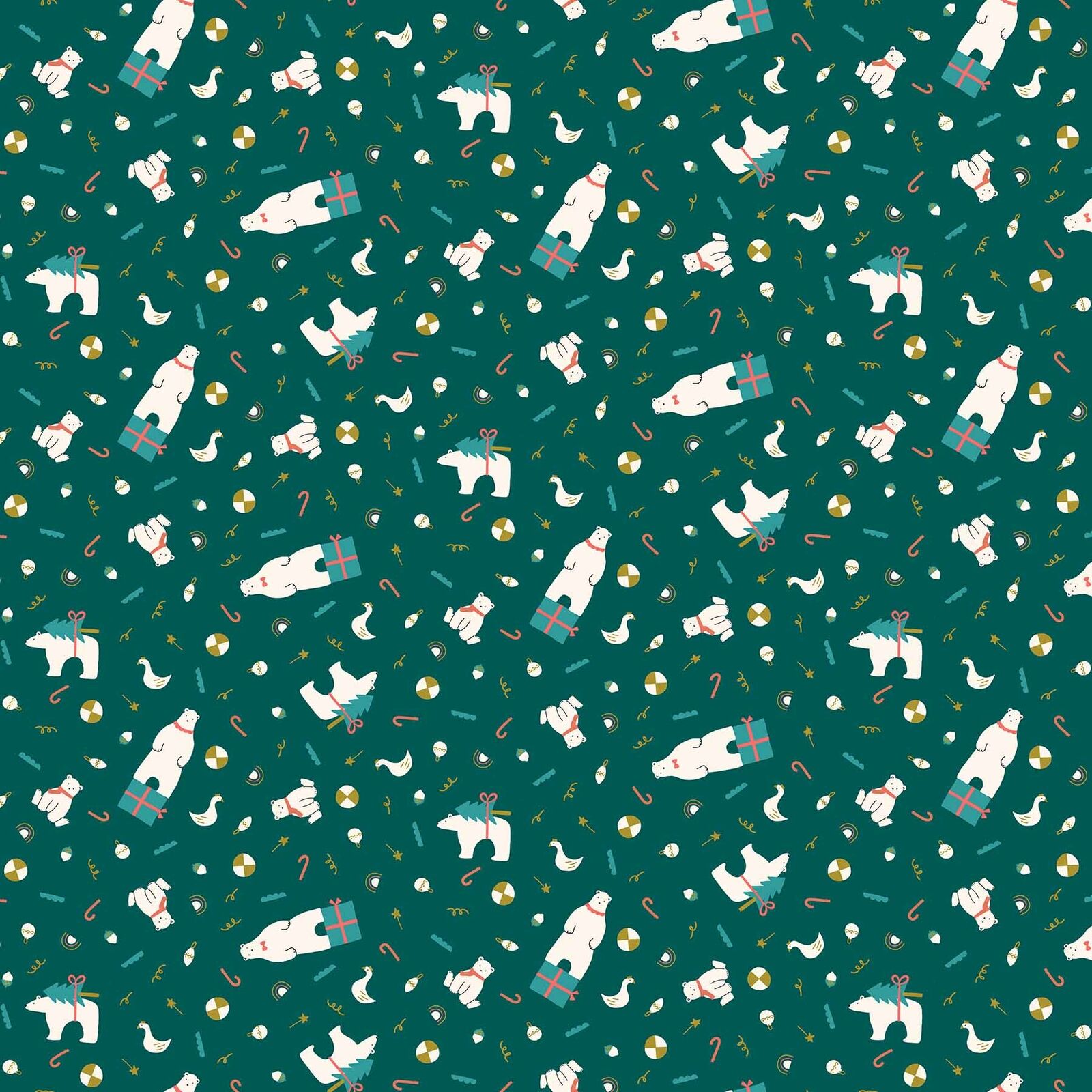 Polar Magic by Figo Fabrics - Bear Presents on Teal (90174M-68) (one yard)