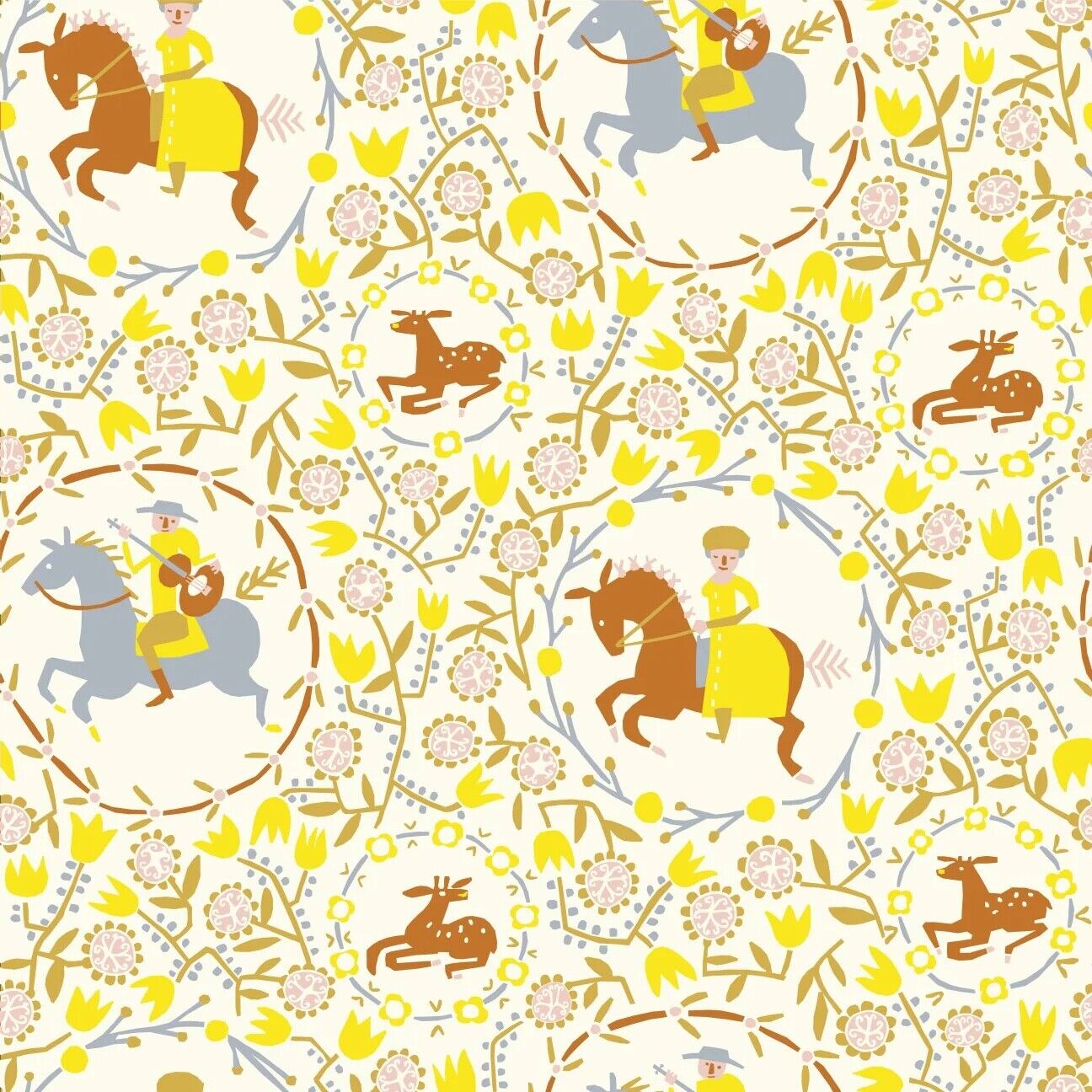 Lumpy Garden by Little House Cottons - Afternoon Trot Citrus - Organic (½ yard)