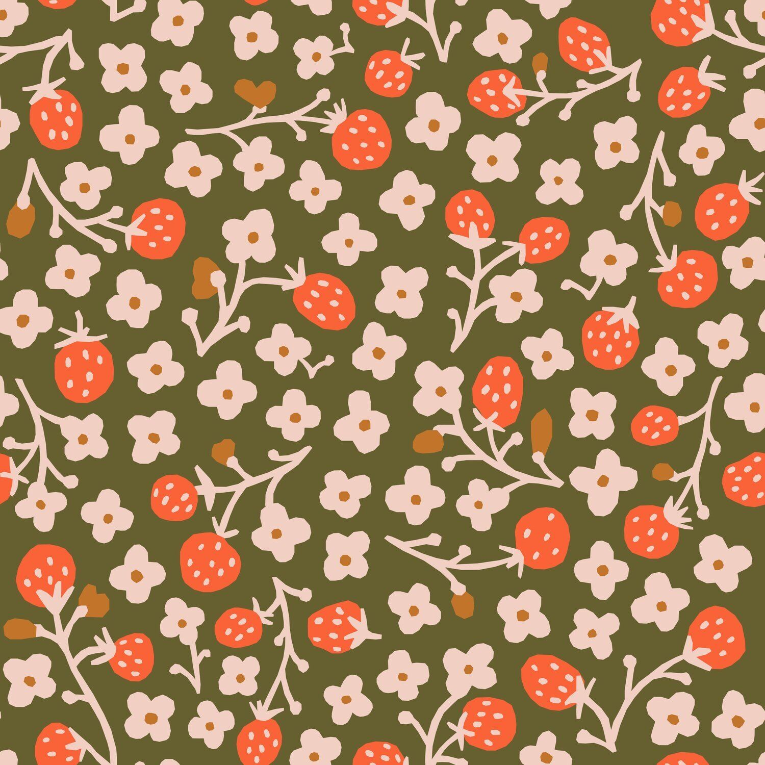 Lumpy Garden by Little House Cottons - Strawberry Fields - Organic (½ yard)
