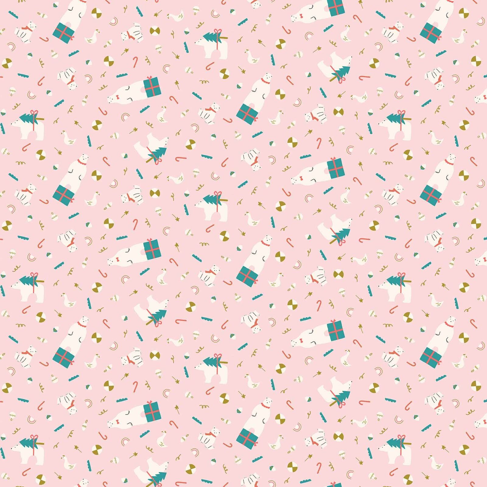 Polar Magic by Figo Fabrics - Bear Presents on Pink (90174M-21) (one yard)