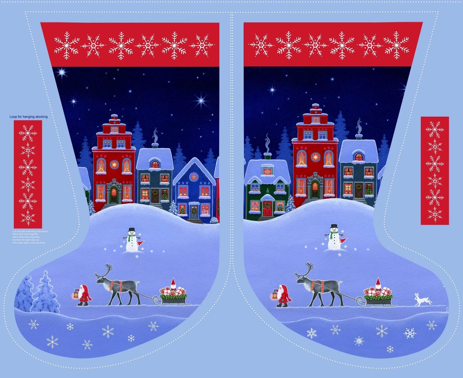 Tomtens Village - Christmas Stocking Panel - (36" x 44")