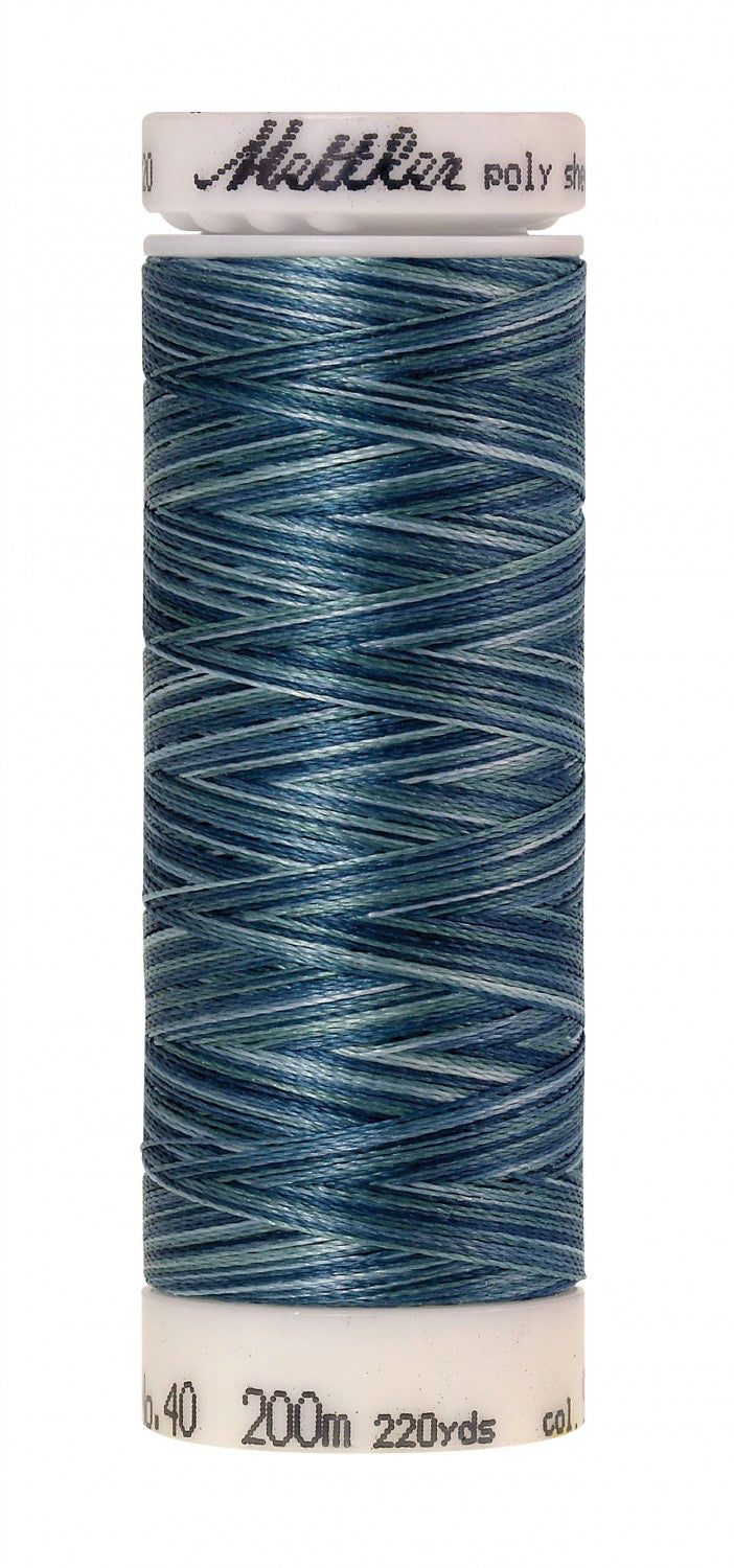 Mettler Poly Sheen Multi 40wt Trilobal Polyester Thread - 220 yds - Indigo Shades (#9928)