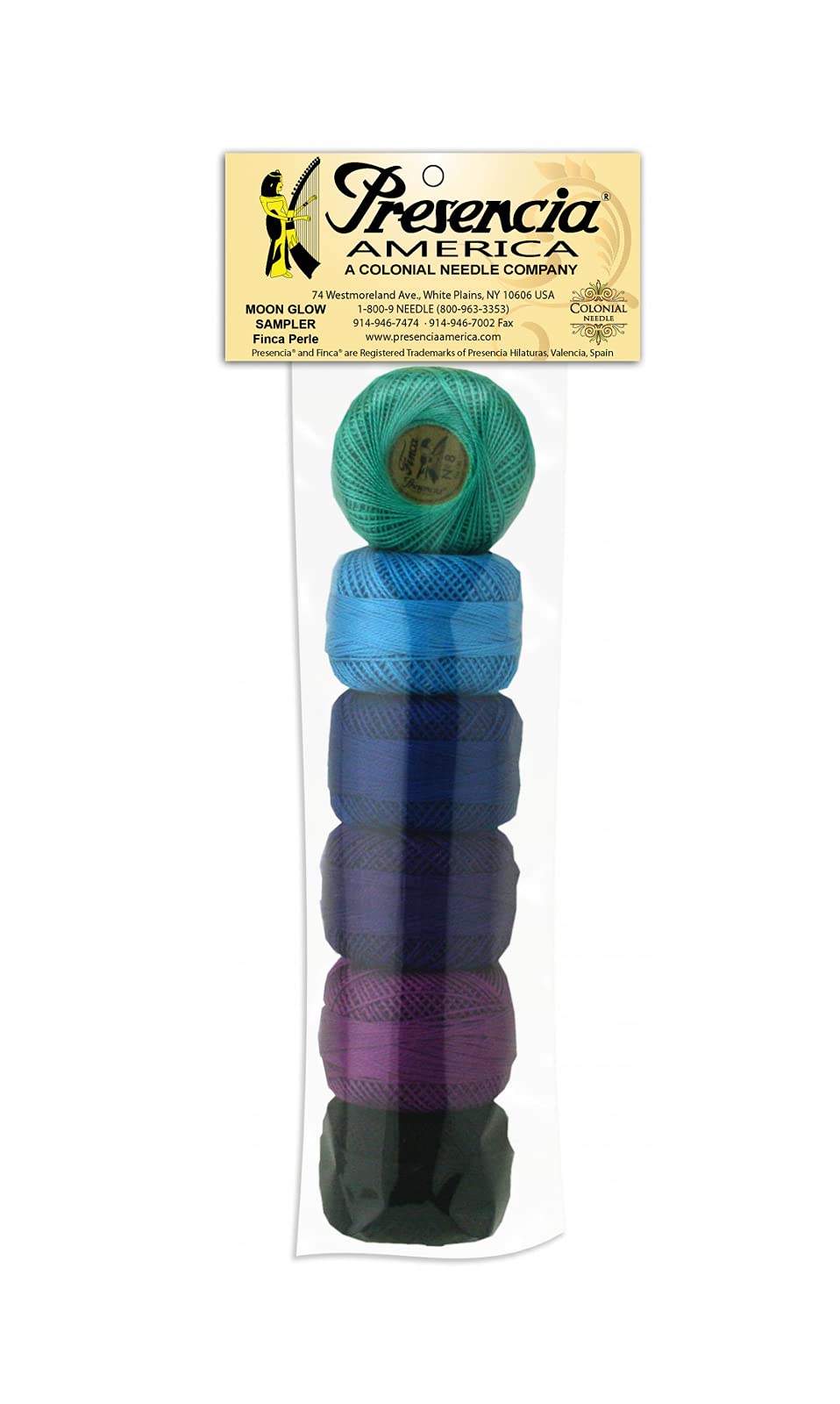 Presencia Pearl Cotton Thread Sampler - Sashiko, Embroidery & Quilting - Moon Glow- Size 8-6 Colors - 77 Yard Balls