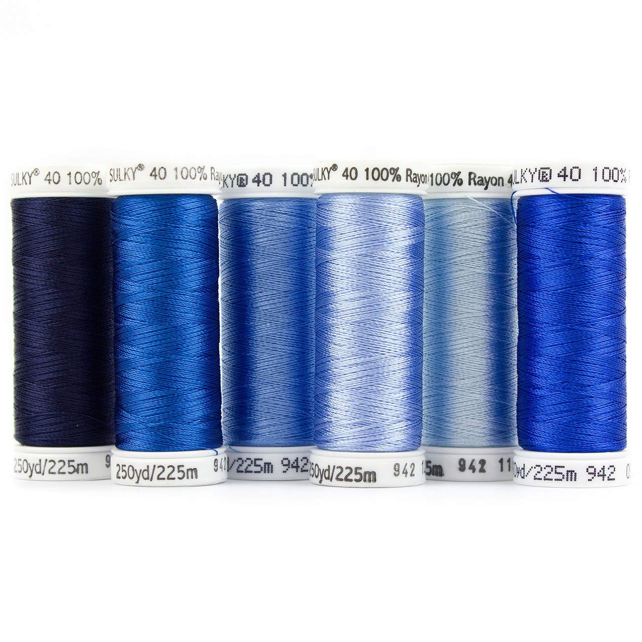 Sulky Of America MJ Kinman Birthstone Series Rayon 942 6-pack assortment September Sapphire Thread, multiple