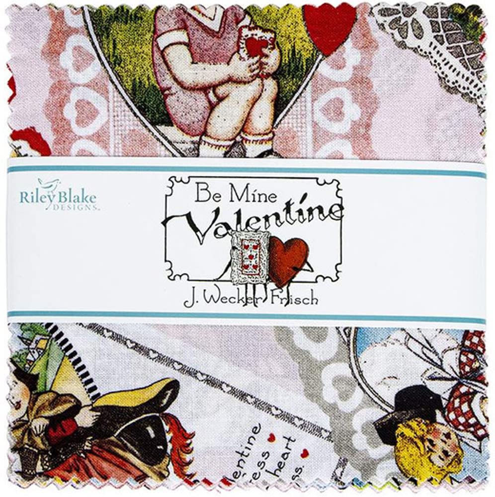 J Wecker Frisch Be Mine Valentine 5" Stacker 42 5-inch Squares Charm Pack Riley Blake 5-12780-42