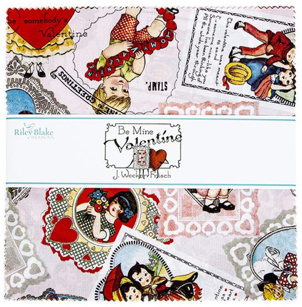 J Wecker Frisch Be Mine Valentine 10" Stacker 42 10-inch Squares Layer Cake Riley Blake 10-12780-42