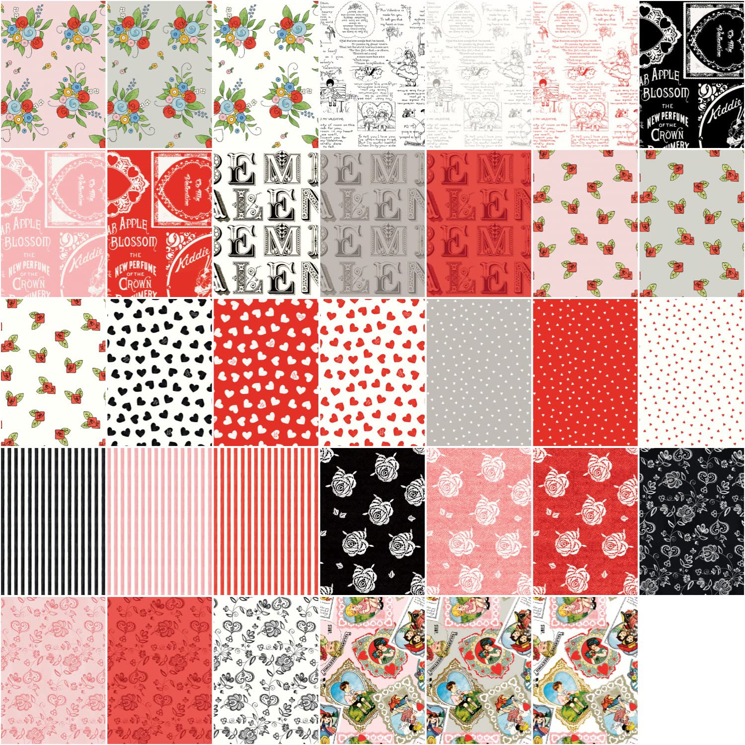 J Wecker Frisch Be Mine Valentine 10" Stacker 42 10-inch Squares Layer Cake Riley Blake 10-12780-42