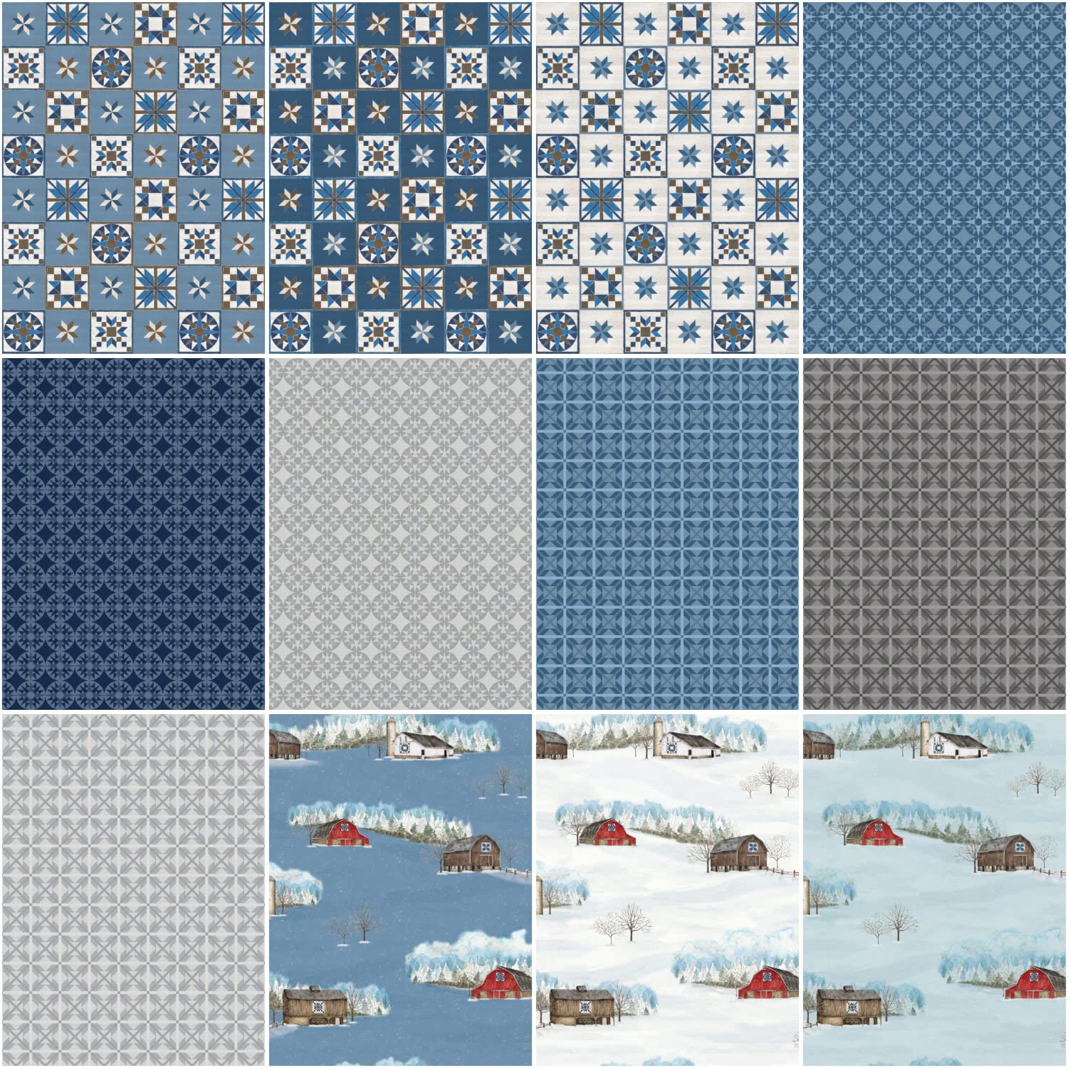 Riley Blake Designs Reed Winter Barn Quilts 10'' Stacker 42 10-inch Squares Layer Cake Riley Blake 10-12080-42