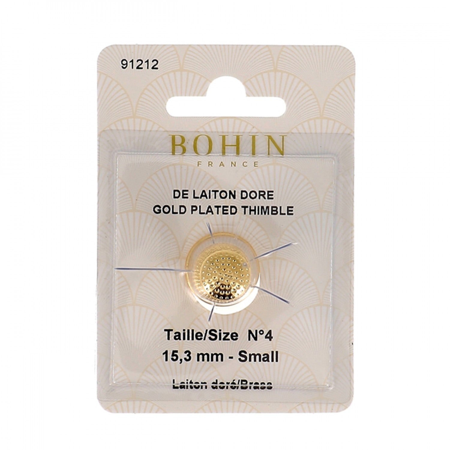 Bohin Gold Plated Brass Thimble - (Small)
