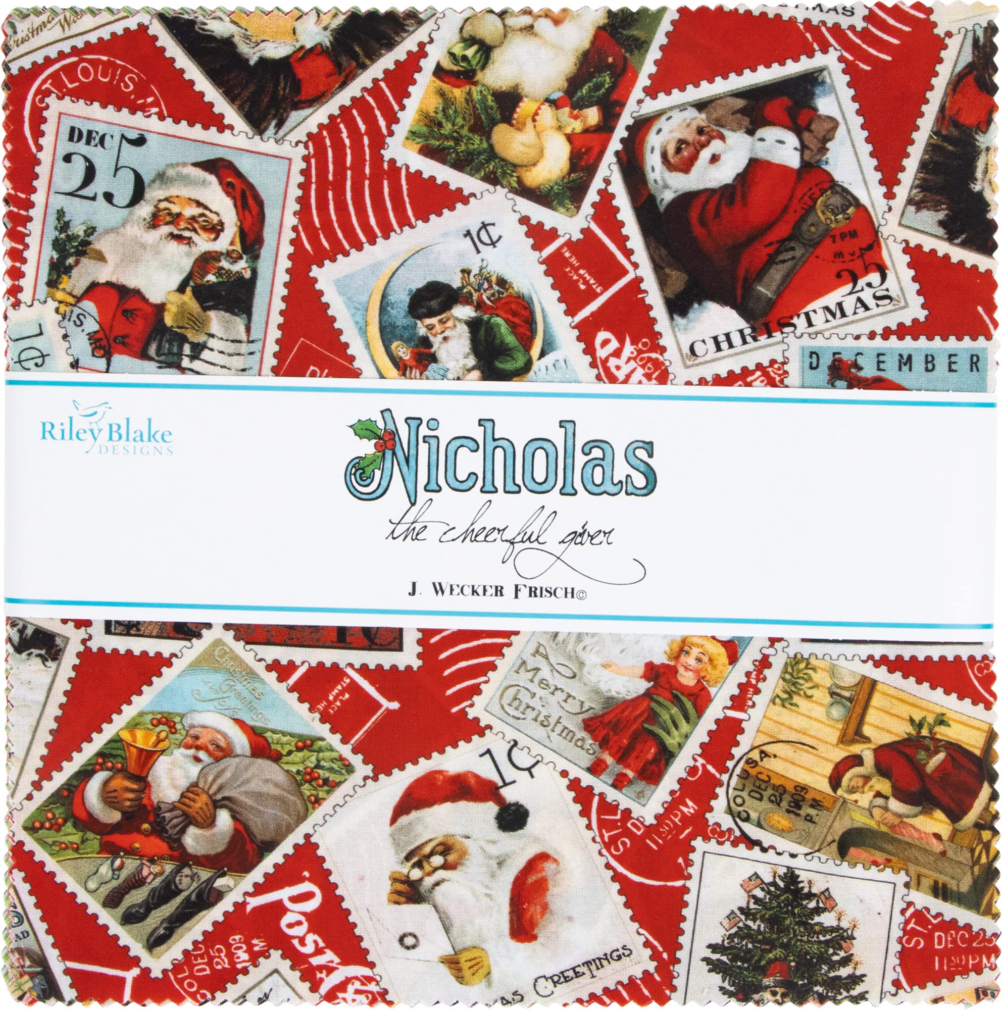 Riley Blake Designs J Wecker Frisch Nicholas The Cheerful Giver 10'' Stacker 42 10-inch Squares Riley Blake 10-12330-42, Assorted