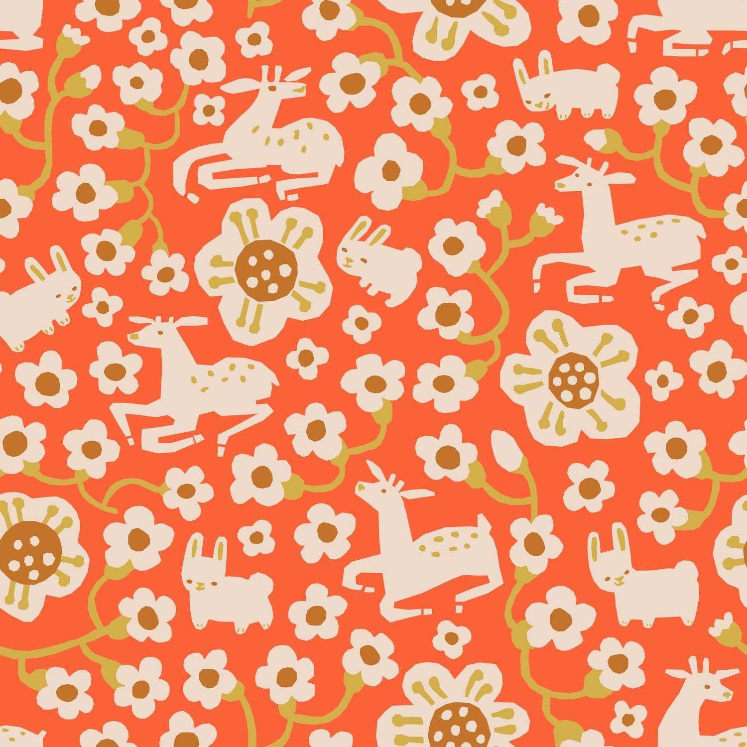 Lumpy Garden - Fawn Nest Tomato - Organic Cotton (half yard)