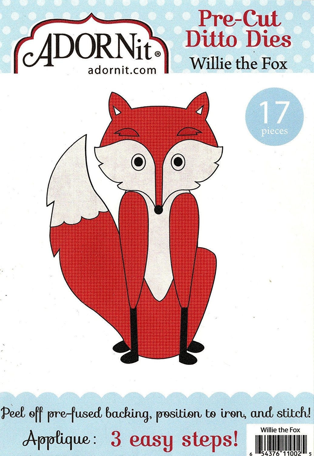 Willi the Fox Fusible Applique by AdornIt