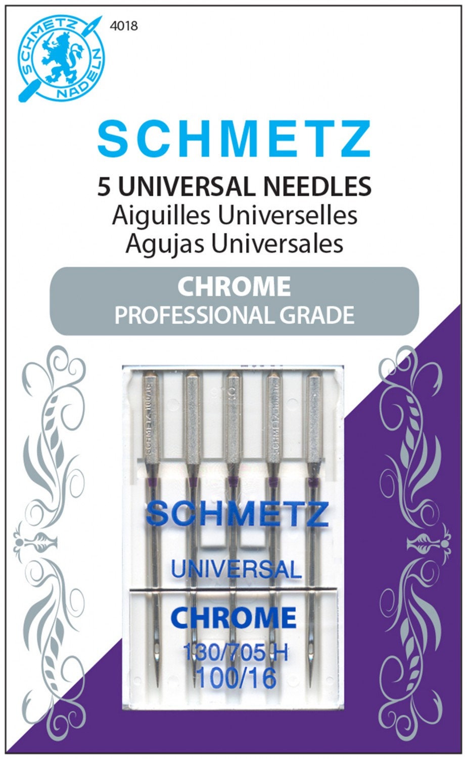 Schmetz Chrome Universal Needles - Size 100/16 - #4018