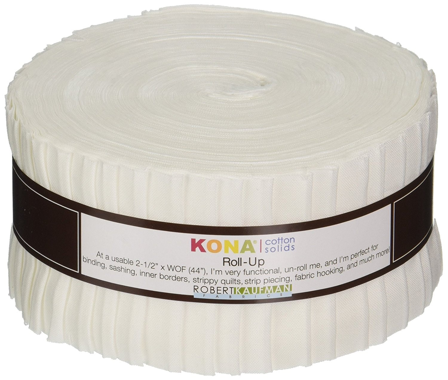 Kona Cotton Solids | 2.5" Strip Roll - White by Robert Kaufman Fabrics | 40 pcs