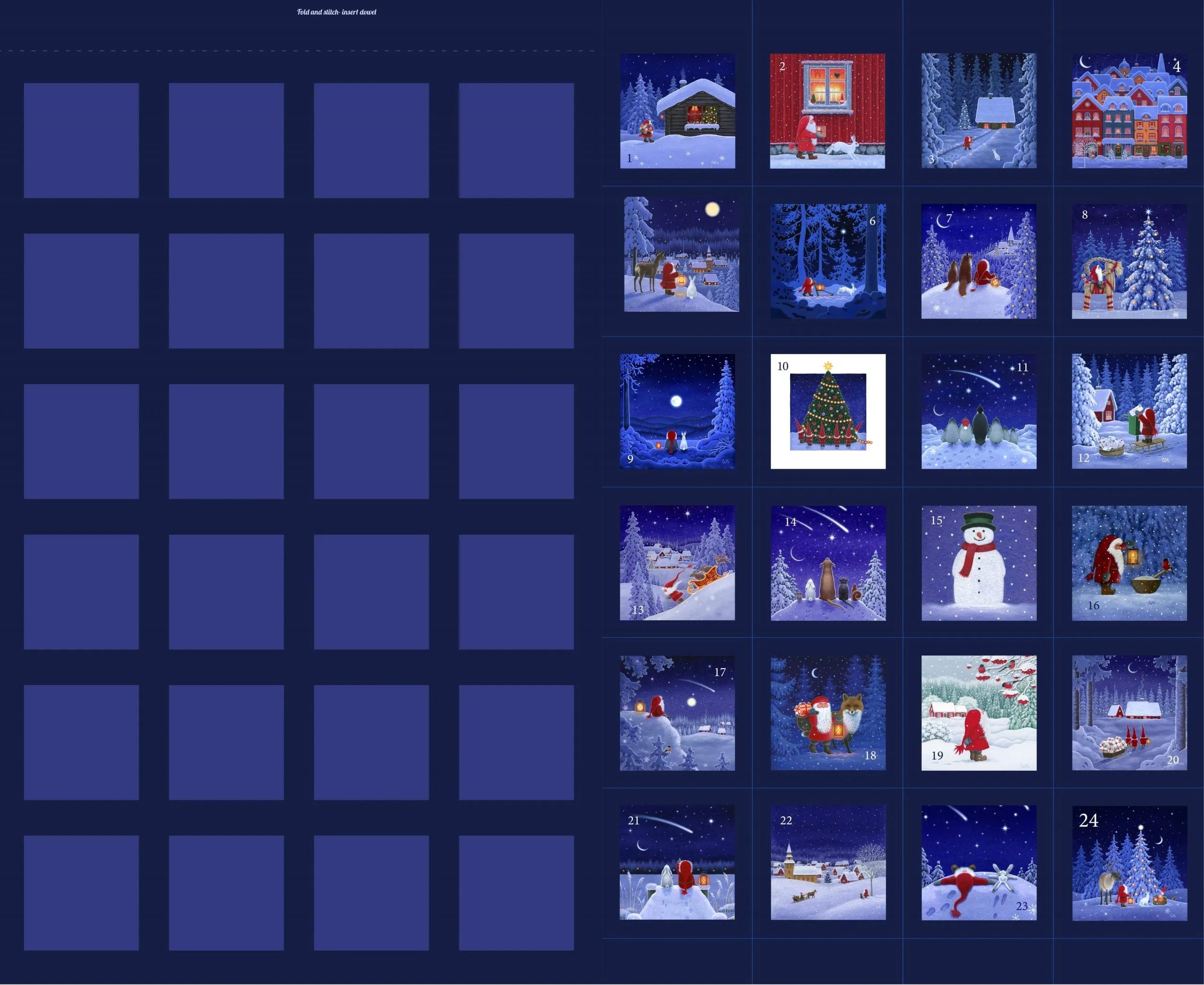 Tomtens Village - Advent Calendar Christmas Panel - (36" x 44")