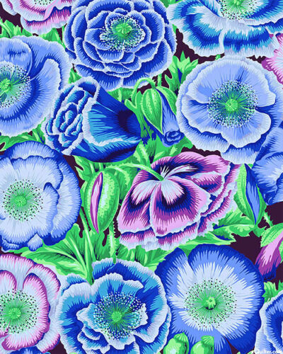 Poppy Garden - Blue - Philip Jacob for Kaffe Fassett Collective - (1 yard cotton)