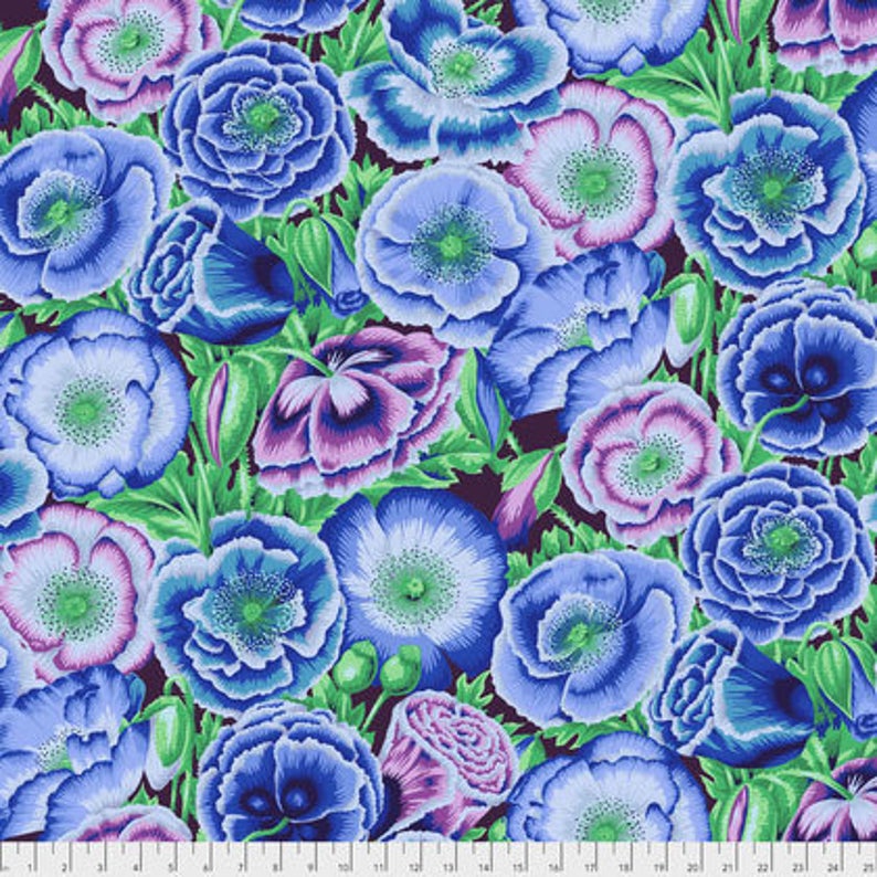Poppy Garden - Blue - Philip Jacob for Kaffe Fassett Collective - (1 yard cotton)