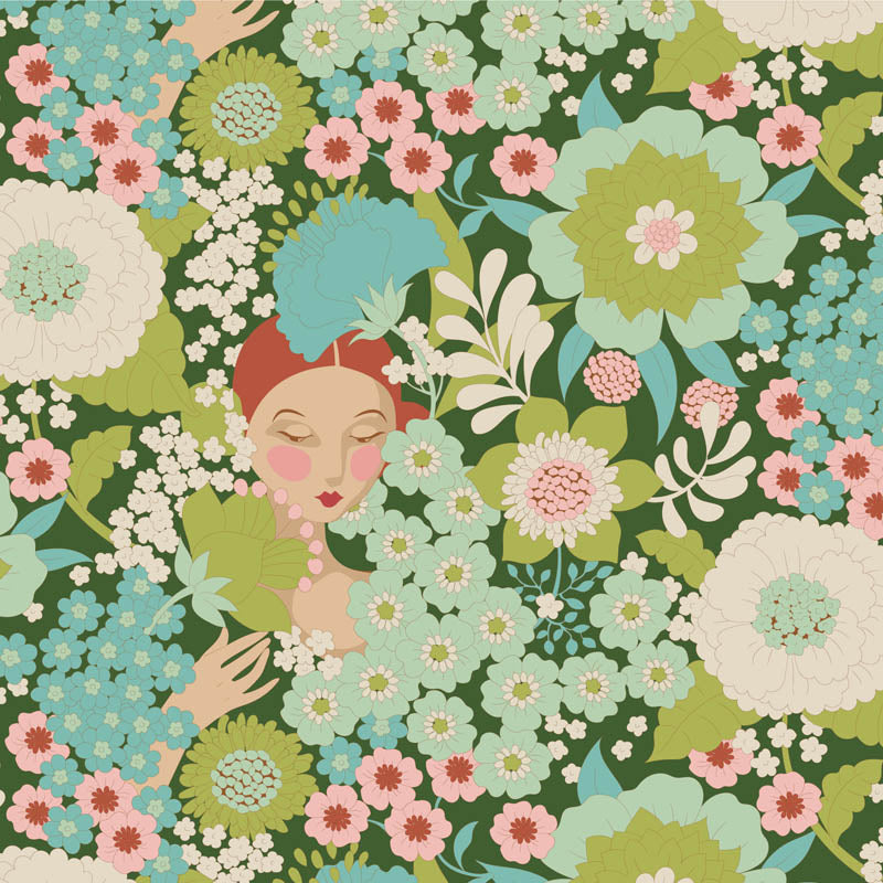 Wallflower | Wallflower - Green by Tone Finnanger for Tilda Fabrics | TIL100605