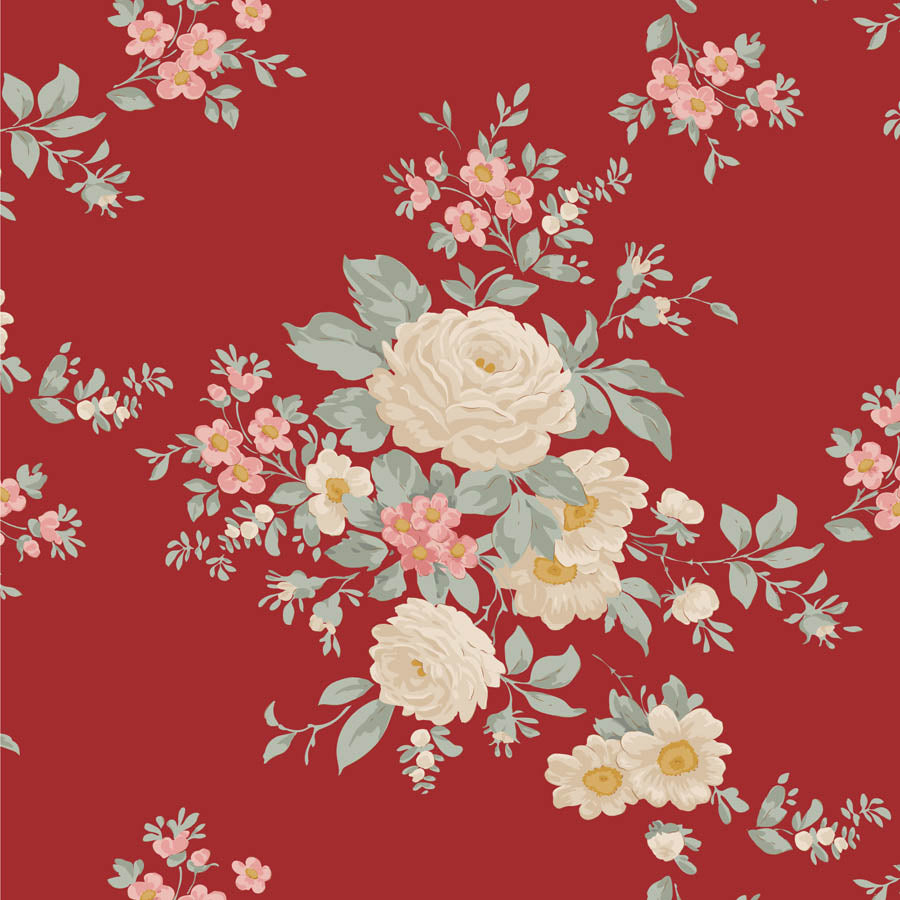 Merry Little Christmas | Carol Burgundy by Tone Finnanger for Tilda Fabrics | TIL100622