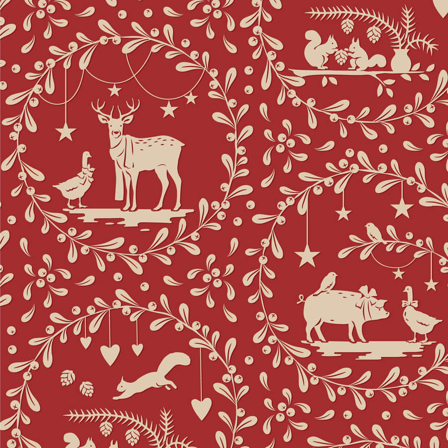 Merry Little Christmas | Paperscenes Burgundy by Tone Finnanger for Tilda Fabrics | TIL100625