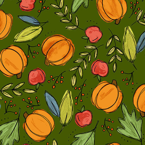 Harvest Home | Bountiful Harvest - Forest by Amy Latta for Andover Fabrics | A-10112-G
