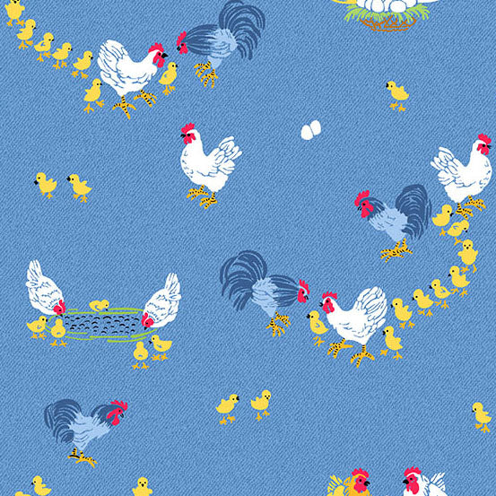 Our Simple Life | Little Chicks in a Row - Sky by Charisma Horton for Andover Fabrics | A-10395-B