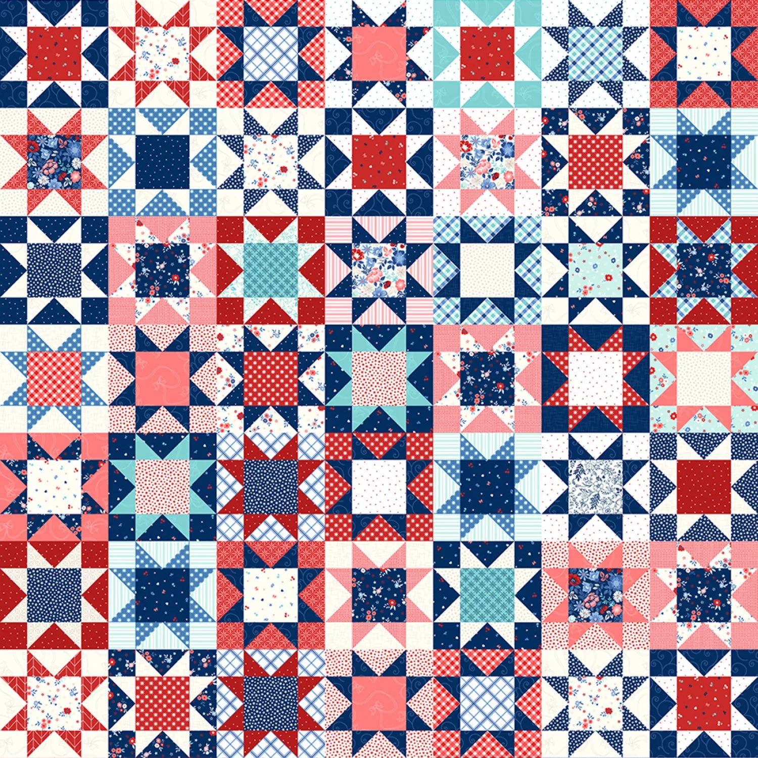 Star Spangled Beauty | Cheater Quilt Print by Kimberbell Designs for Maywood Studio | 10848M-Z