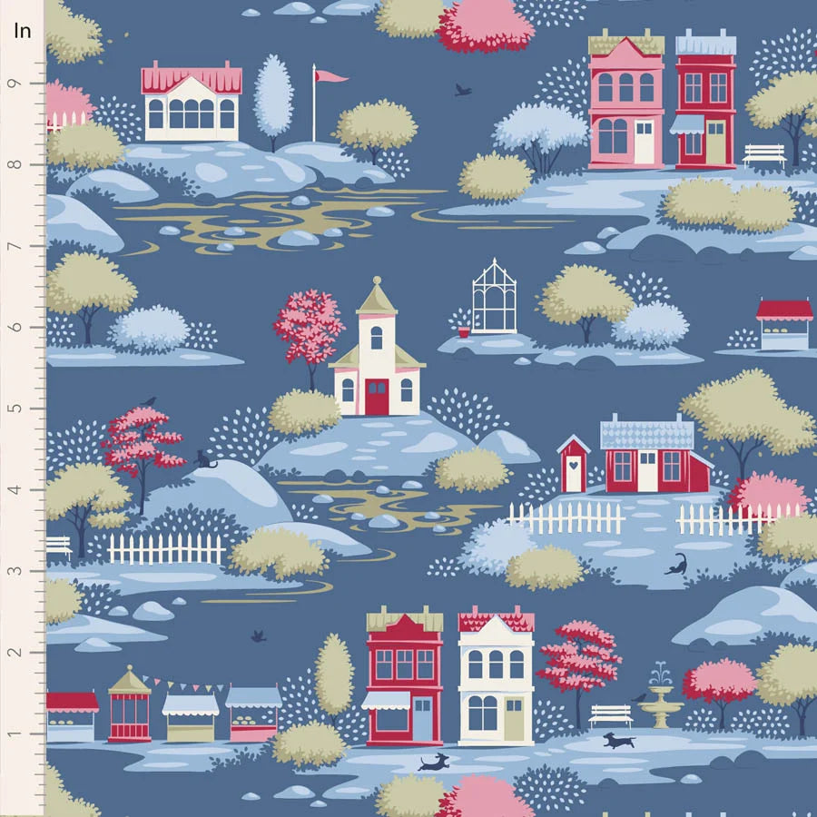 Village Life | Village Blue by Tone Finnanger for Tilda Fabrics | TIL110187