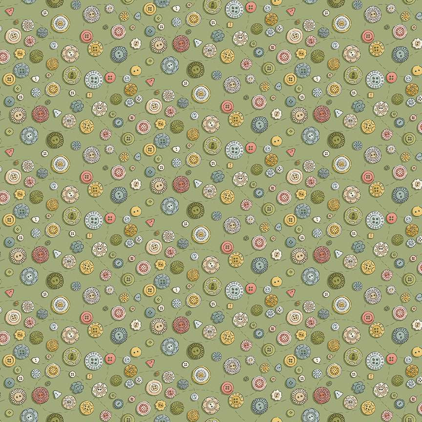 Atelier | Green Buttons by Makower UK for Andover Fabrics | MU134G