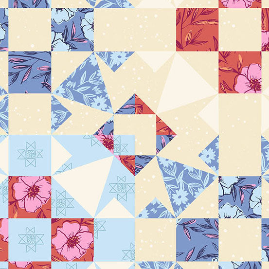 Petals and Stitches | Denim Garden Blocks by Stephanie Organes for Andover Fabrics | A-1573-B