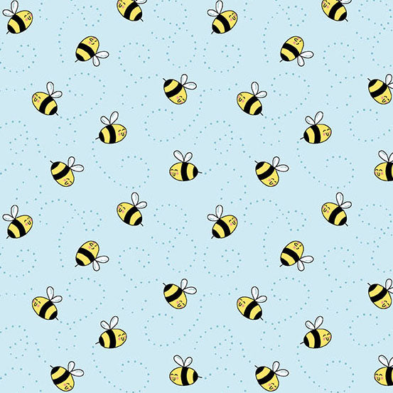 Sunny Honey | Blue Buzzy Bees by Amy Latta Creations for Andover Fabrics | A-1577-B