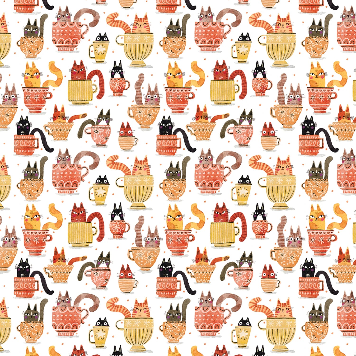 Garden Cats | Fat Quarter Bundle by Terry Runyan for Benartex. | 8 pcs