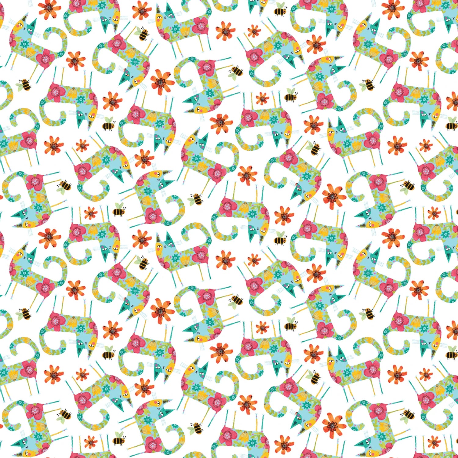 Garden Cats | Fat Quarter Bundle by Terry Runyan for Benartex. | 8 pcs