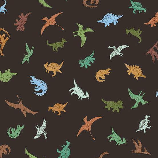 Prehistoric | Pals Brown by Makower UK for Andover Fabrics | MU-168-V