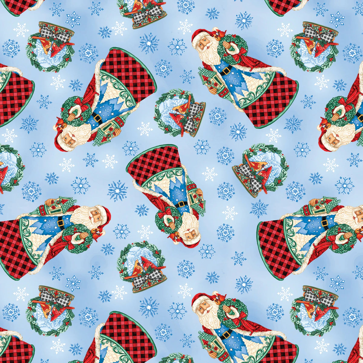 Highland Glen | Santa Blue/Multi by Jim Shore for Benartex | 16819-54