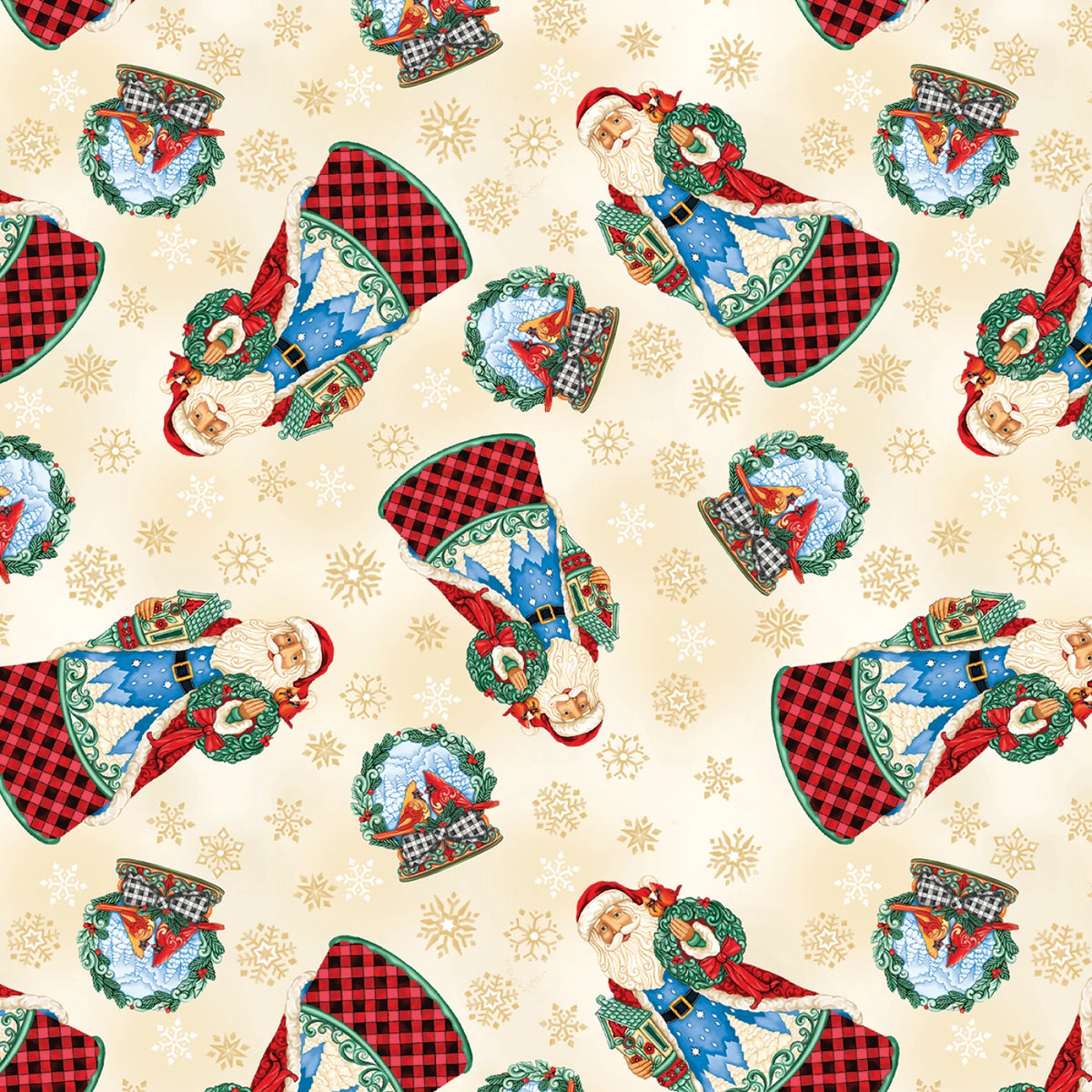 Highland Glen | Santa Cream/Multi by Jim Shore for Benartex | 16819-70