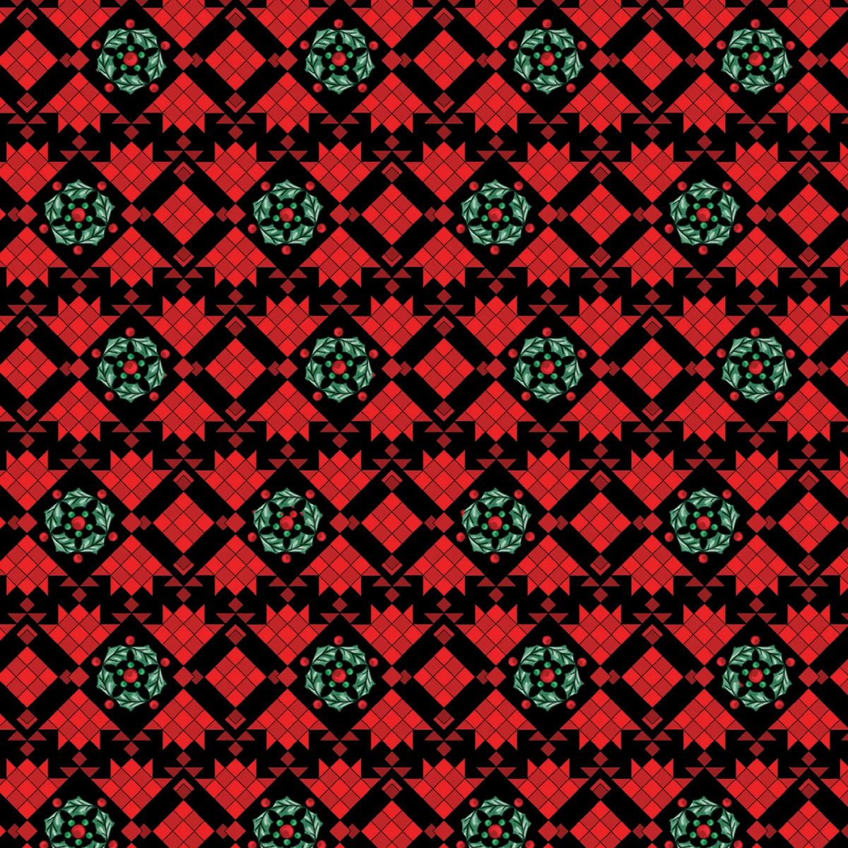 Highland Glen | Quilted Geo Red/Black by Jim Shore for Benartex | 16824-21