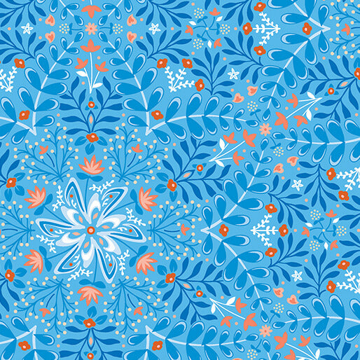 Flora & Fauna | Medallion Periwinkle by Amanda Murphy for Benartex | 17052-52