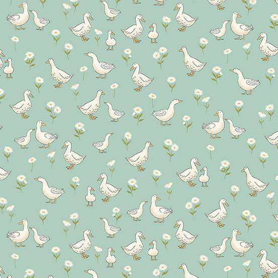 Little Ones | Ducks Teal by Makower UK for Andover Fabrics | MU-190-T