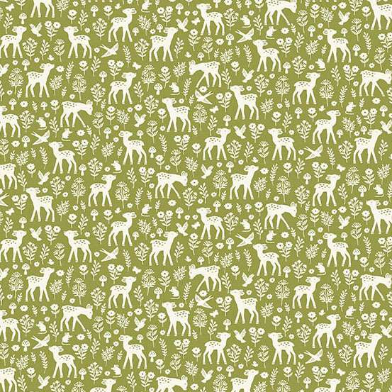 Little Ones | Deer Green by Makower UK for Andover Fabrics | MU-193-G