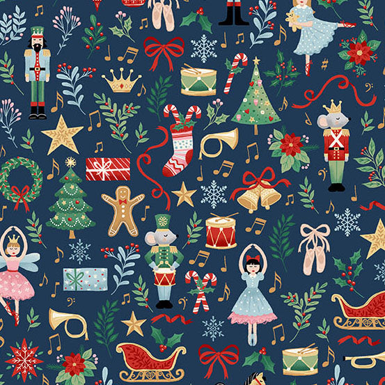 The Nutcracker | Fairytale Blue by Makower UK for Andover Fabrics | MU-223-B
