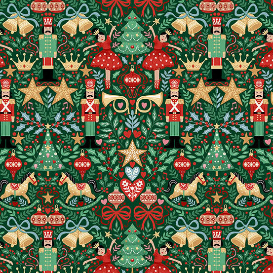 The Nutcracker | Sugar Plum Green by Makower UK for Andover Fabrics | MU-229-G