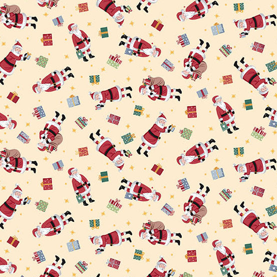 Country Christmas | Santa Cream by Makower UK for Andover Fabrics | MU-231-Q